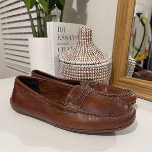 SEABAGO womens brown leather penny loafer slide on flats shoes 11